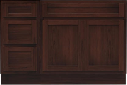 Vanity Art 48 inch Bathroom Vanity with Double Shutter Door, Wood Bathroom Vanity Cabinet with Soft Closing Shaker Drawer, Sturdy Floor Mounted Storage Cabinet Organizer for Bathroom, VA4048-3-B