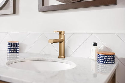 Moen Meena Bronzed Gold One-Handle Single Hole Modern Bathroom Sink Faucet with Optional Deckplate and Drain Assembly, 84794BZG