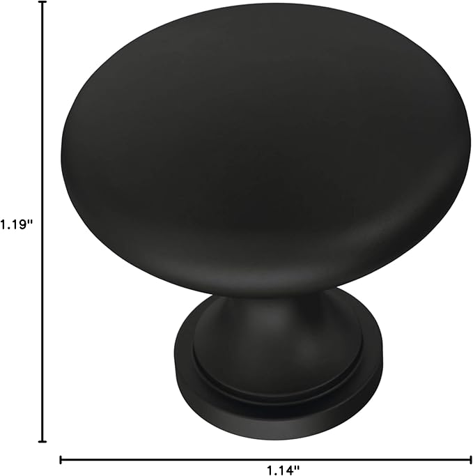 Franklin Brass (10-Pack) – Matte Black Cabinet Knobs for Dressers, Drawers, Kitchen Cabinet Door, Vanity, Furniture, Closet Knobs, 1-3/16 Inch Round | Mushroom