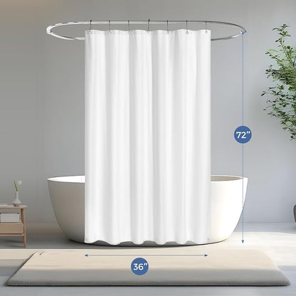 downluxe Waterproof Fabric Shower Curtain Liner, Soft Cloth Shower Liner with Magnets, Machine Washable & Hotel Quality Bathroom Curtain, 36" W x 72" L, Waffle White