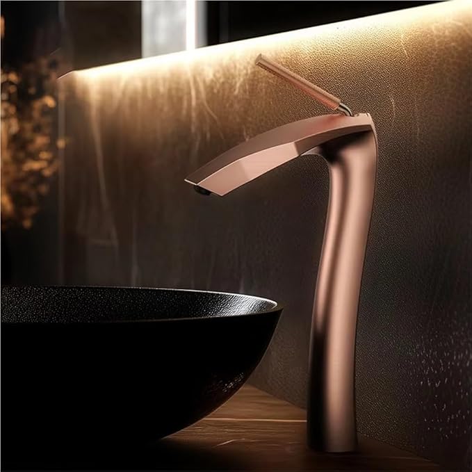 Faucet Brushed Gold Brass Bathroom Faucet Modern Ceramic Cartridge Basin Mixer Tap Hot&Cold Water Deck- Mounted Sink Fixtures(Matte Black,G9/16) Faucet