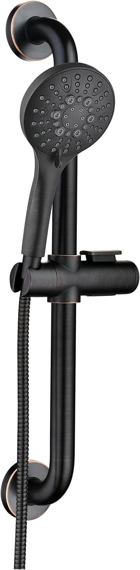 BRIGHT SHOWERS Slide Bar Shower Set with Handheld Shower Head, ADA-Compliant Stainless Steel Grab Bar, Adjustable Height and 69-Inch Hose, Oil Rubbed Bronze