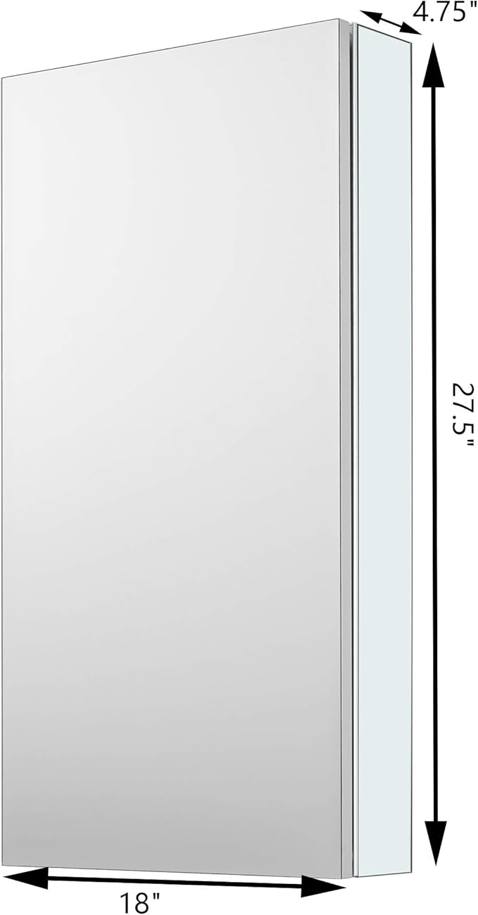 Sunrosa Aluminum Bathroom Medicine Cabinet with Mirror Door, Wall-mountable and Recessed-in Mirror Cabinet, 1 Door Medicine Cabinet Organizer (18"×27.5"×4.75"[SingleDoor])