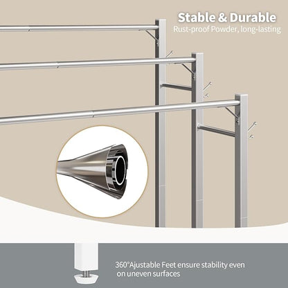 HavenlyYouth Free Standing Towel Rack for Bathroom, 3 Tier Blanket Drying Holder for Outside, Pool Towel Rack with Metal Shelf for Display and Storage, 35.8" H x 31.5" L x 11.8" W, Satin Nickel