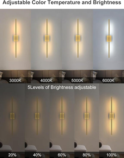 Battery Operated Wall Sconces Set of 2, Wireless Rechargeable Wall Lights | 10000mAh, Remote Control, 4CCT Dimmable, 360° Rotation, Modern Home Decor for Living Room, Bedroom, Picture Lighting, Gold
