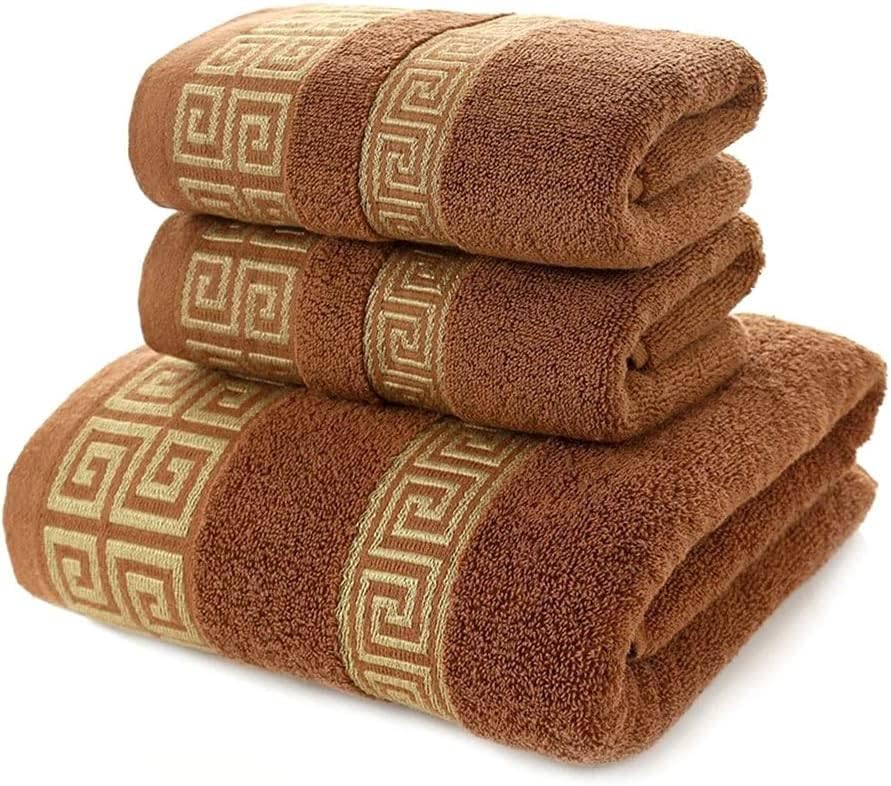 Highly Absorbent Embroidered Bath Towel Set of 3, 100% Cotton Bath Towels