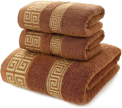 Highly Absorbent Embroidered Bath Towel Set of 3, 100% Cotton Bath Towels