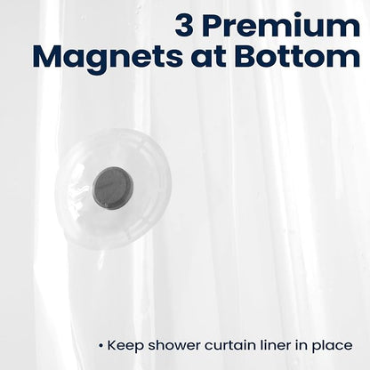 downluxe Shower Curtain Liner, PEVA Plastic Shower Liner with 3 Magnets, 72" x 72" Waterproof Bathroom Curtain, EVA White, 1 Pack