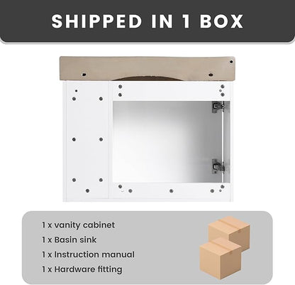 28" Floating Bathroom Vanity with Sink Combo,28 Inch Floating Vanity,Modern Single Sink Bathroom Vanity Combo,White Wall Mounted Cabinet Set