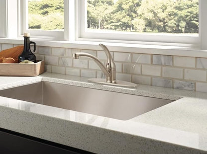 Delta Foundations Brushed Nickel Kitchen Faucet, Contemporary 3 Hole Kitchen Sink Faucet, Single Handle, Stainless B1310LF-SS