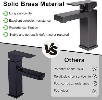 Bathroom Faucet Single Handle Bathroom Faucet More Textured Than Black Brass Single Faucet & Bathroom Sink Drain, Solid Brushed Grey 1 Hole Sink Faucet, cUPC & CEC Certified (Gray)