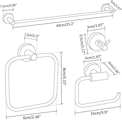 Bathroom Accessories Set 4 Piece Bathroom Hardware Set Stainless Steel 304 Brushed Nickel Bathroom Accessories Set Wall Mounted