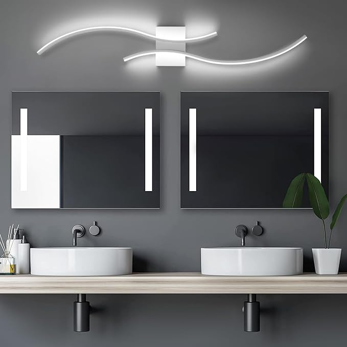 CANEOE Modern Led Wall Light Set of 2, 39inch Indoor Led Wall Sconce Lighting, Bathroom Vanity Light Fixtures Over Mirror for Living Room Hallway Bedroom Bedside Wall Lamp (White,6000K,2 Packs)