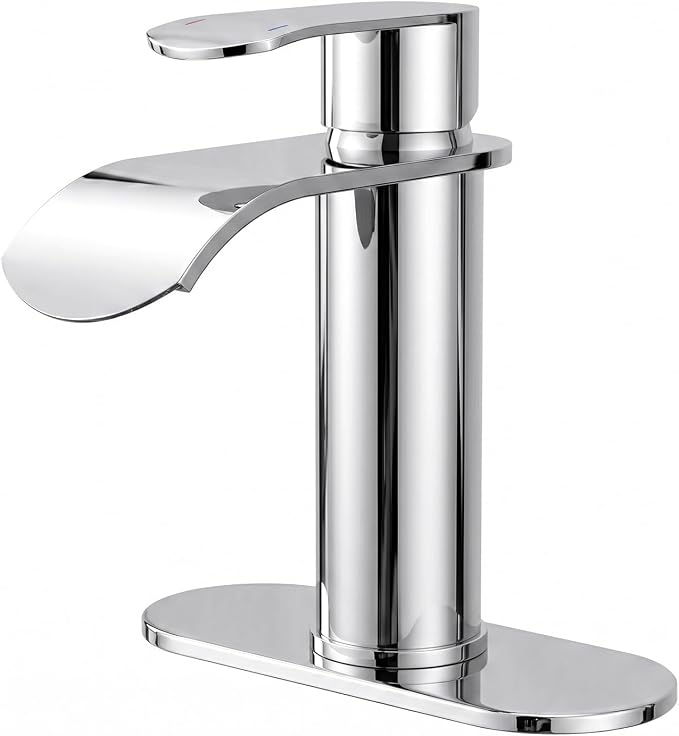 Waterfall Bathroom Faucet Chrome: WOWOW Modern Single Handle Bathroom Faucets for 1 or 3 Hole Bathroom Sink Faucet Mixer Tap Washbasin Faucet with Deck, Pop-up Drain and Supply Hoses