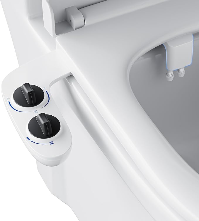 Bidet Attachment for Toilet, Toilet Bidet with Dual Self-Cleaning Nozzles, Rear and Feminine Wash, Adjustable Spray Pressure, Easy Installation, Hygienic Bathroom Accessory, Black
