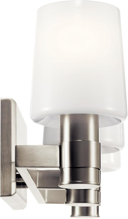 Kichler Adani 3-Light Vanity, Modern Light with Opal Glass in Brushed Nickel, Bathroom or Powder Room (8.25" x 24"), 55176NI