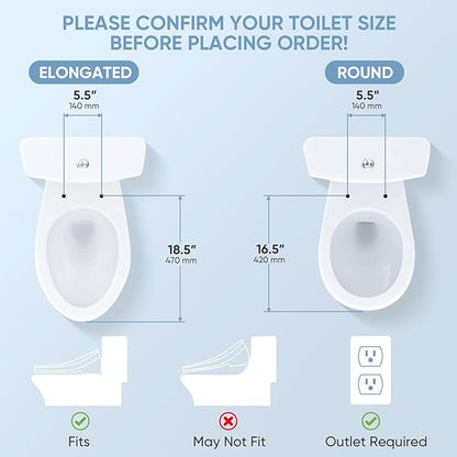LEIVI Electric Bidet Toilet Seat with Wireless Remote and Side Panel, Multiple Spray Modes, Adjustable Heated Seat, Warm Water and Air Dryer, Auto LED Nightlight, Round
