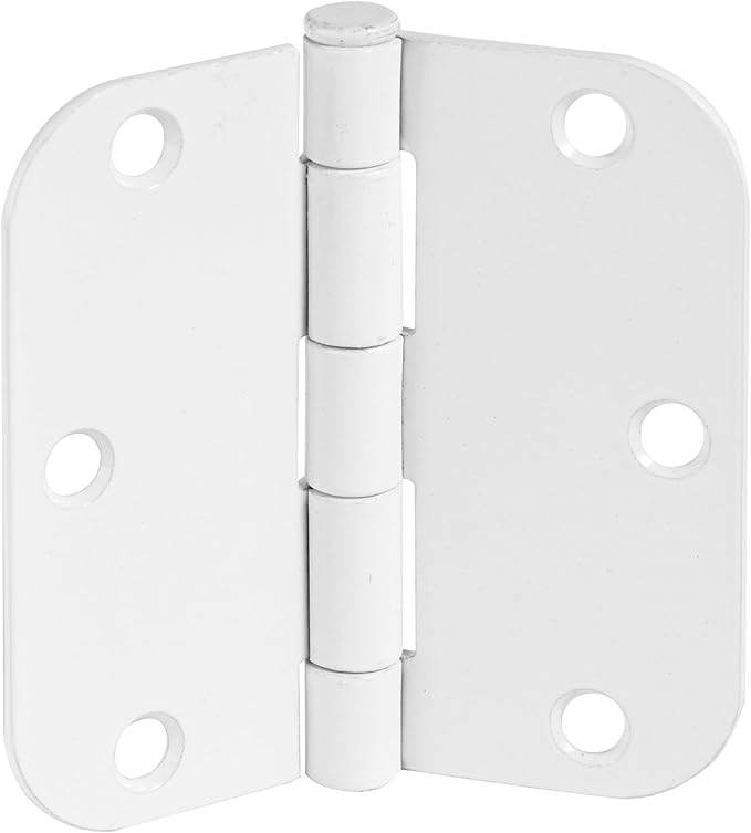 Design House Door Hinges for Interior Doors 6-Pack 3.5-inch x 3.5-inch – Rounded 5/8-inch Radius Steel Door Hinge – Painted White – Fits Standard Doors – Design House 189605