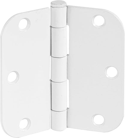 Design House Door Hinges for Interior Doors 6-Pack 3.5-inch x 3.5-inch – Rounded 5/8-inch Radius Steel Door Hinge – Painted White – Fits Standard Doors – Design House 189605