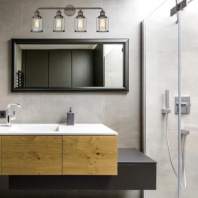 Designers Fountain Anson 4-Light Industrial Bathroom Vanity Light Fixture, 91304-SCB