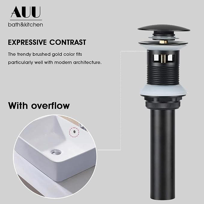 Elegant Alien Matte Black Bathroom Sink Faucet Single Hole,AUU Waterfall Black Vanity Sink Faucet Solid Brass,Single Handle Basin Tap with Pop Up Drian&Deck Plate