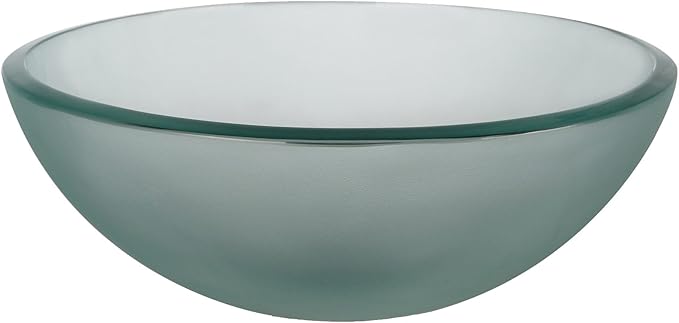 Kraus Frosted 14" Glass Vessel Bathroom Sink with PU-MR Satin Nickel