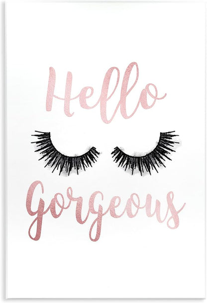 'Hello Gorgeous Black Eyelashes'| Wall Plaque Art | Stupell Industries | 10 x 15 Inches, Easy to Hang and Sturdy, Made in USA, by Amanda Greenwood