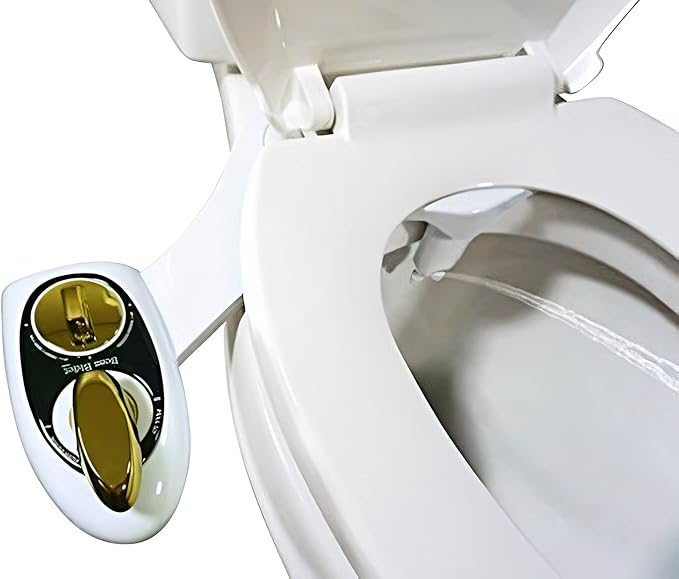 Boss Bidet Bold White Gold – Non electric bidet attachment for your toilet seat – Water Sprayer, Save your Money on toilet paper and Reduce Waste