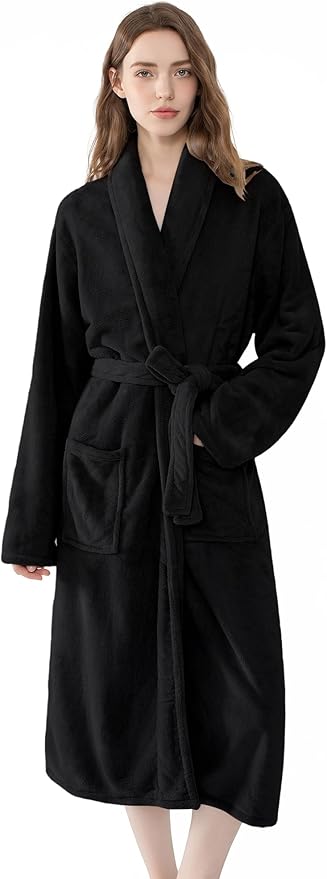 Soft Robe For Women，Warm Plush Bath Robes Female，Spa Towel After Shower Lightweight Long Bathrobe