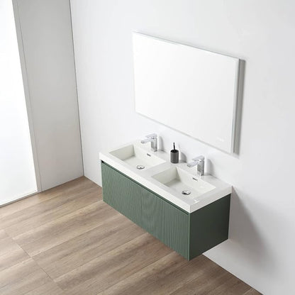 Blossom 48 Inch Double Sink Bathroom Vanity, All Wood Wall Mounted Floating Bathroom Vanity Cabinet with Acrylic Sink, Bathroom Sink Cabinet with Soft-Close Drawers, Modern Vanities, Aventurine Green