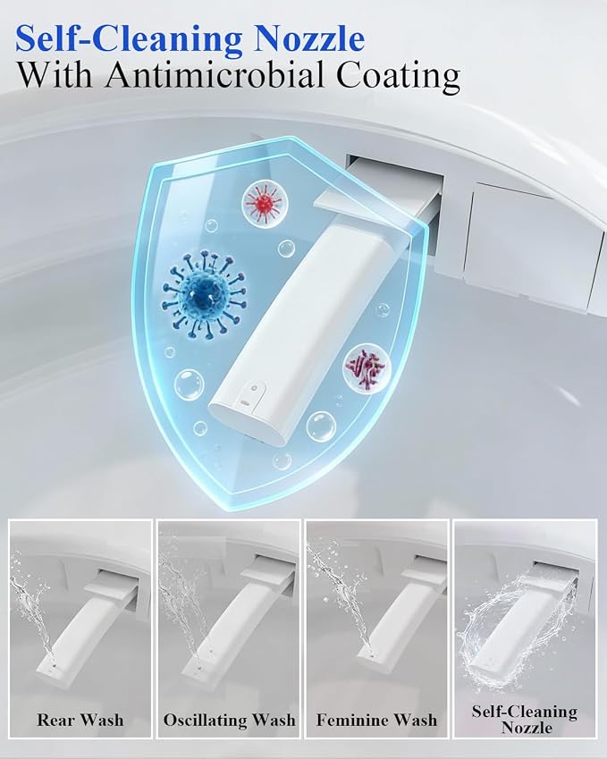 TOTTE Smart Toilet with Bidet, Hands-Free with Auto Open/Close Lid & Self-Cleaning Bowl, Adaptive Warm Water Wash & Heated Seat, Built-in Aroma, One-Piece Elongated Design