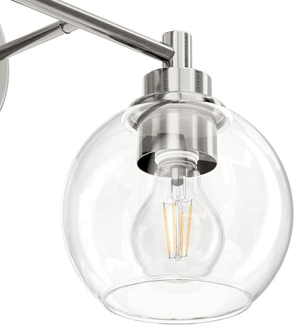 VONLUCE 2 Light Bathroom Vanity Light Fixtures, Brushed Nickel Finish | Globe Glass Shades, E26 Sockets, Easy to install, ETL Certificated, Vanity Lights for Bedroom Hallway Living Room