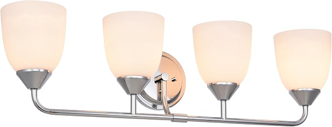 Chrome 4-Light Traditional Bathroom Vanity Light Fixtures Over Mirror, Modern Vanity Lights for Living Room, Standard E26 Base, Chrome