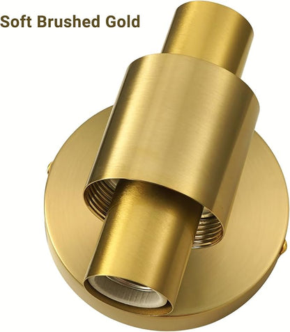 Brushed Gold Wall Sconces Set of 2 (Hardwired Only), Bathroom Vanity Light Fixtures, Modern Cylinder Glass Wall Lights for Mirror 28-40 in Height, NOT Battery Operated, E26 Base (Bulbs Not Included)