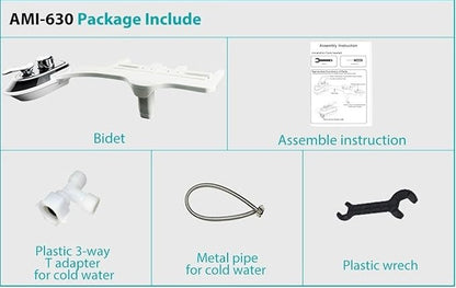 Bathroom Bidet Fresh Water (Cold Water only) Spray Self Cleaning Dual Nozzle Non-Electric Mechanical Bidet Toilet Restroom Seat Cover Attachment (UBI-AMI-630)