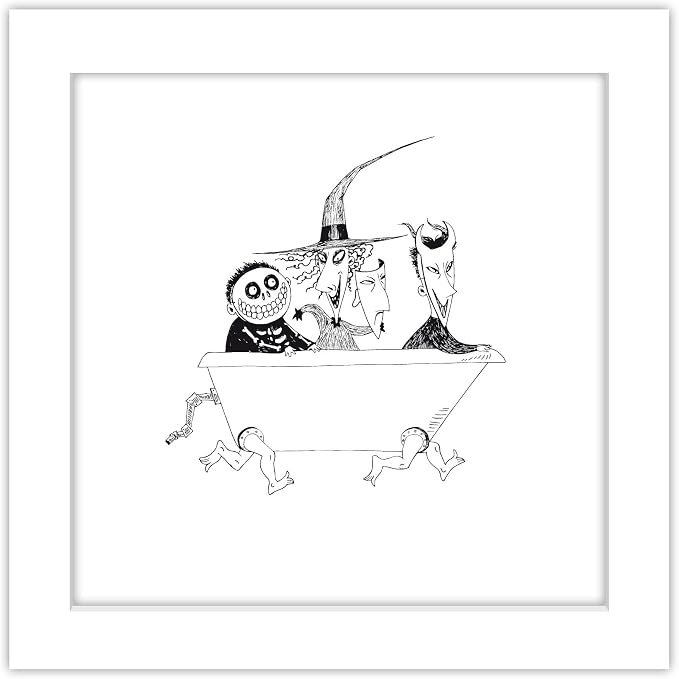 Trends International Gallery Pops Disney Tim Burton's The Nightmare Before Christmas - Bathtub Wall Art Wall Poster, 12" x 12", White Framed Version