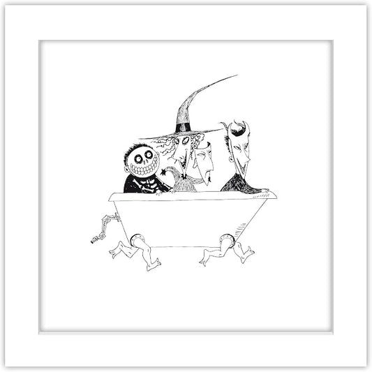 Trends International Gallery Pops Disney Tim Burton's The Nightmare Before Christmas - Bathtub Wall Art Wall Poster, 12" x 12", White Framed Version