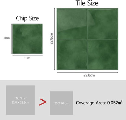 Peel and Stick Backsplash for Kitchen: Self Adhesive Wall Tiles for Bathroom - Vinyl Thick Back Splash Tile (10, Square Green)
