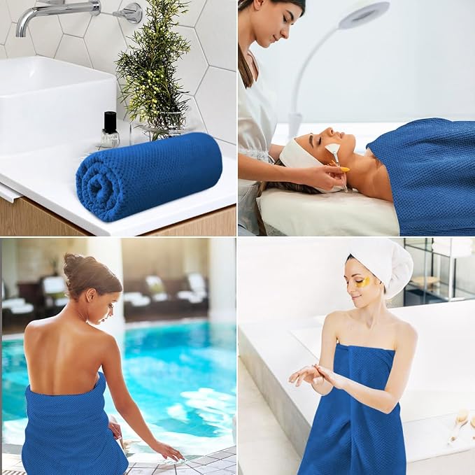 HOMEXCEL 4PK Bath Towel Set, 30x60 in, Absorbent Large Towels for Bathroom | Ultra Soft, Lightweight, Quick Dry Towels for Pool, Beach, Swim, Yoga, SPA, Blue
