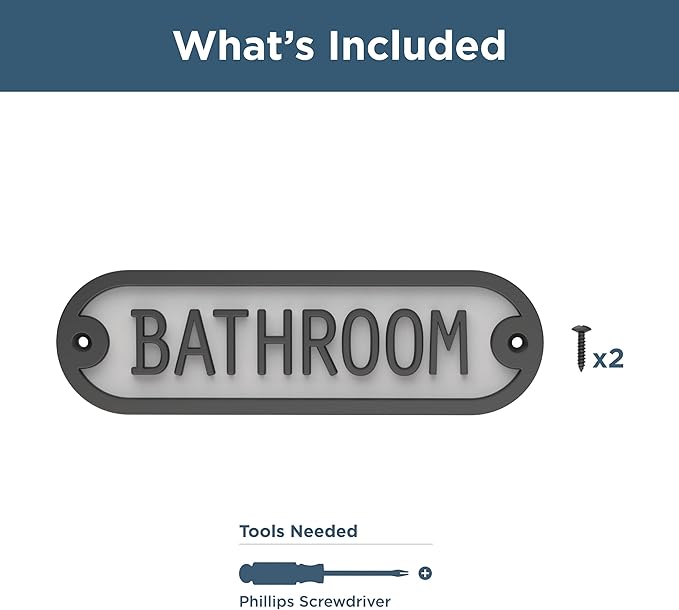 Franklin Brass Derby Bathroom Door Sign Metal Interior Door Plaque in Matte Black HHIDPB-MB-U