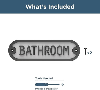 Franklin Brass Derby Bathroom Door Sign Metal Interior Door Plaque in Matte Black HHIDPB-MB-U
