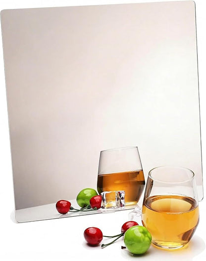 iCAGY Acrylic Mirror for Wall Kids Adults Bedroom Door Closet | Shatterproof, Self-Adhesive, Lightweight, Plastic Mirror Tile Sheet, Reflective, Safe, Plexiglass, 10x10 inch 4 Pcs