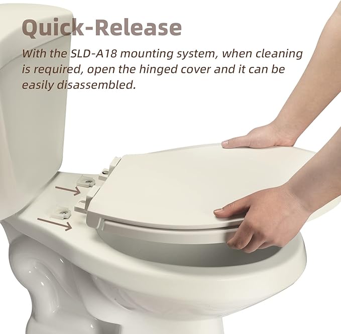 Round Toilet Seat, Slow Close Quick-Release Hinges, Heavy Duty Soft Close, Quiet-Close Lid And Seat For Standard Toilets, Easy To Install And Clean, Never Loosen, Almond/Bone(16.5”)