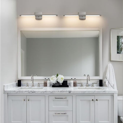 Brushed Nickel Vanity Light Fixtures for Bathroom Over Mirror 24 inch LED Bath Sconces IP44 5CCT Adjustable Morden Picture Lights for Paintings (Built-in Dimmer)