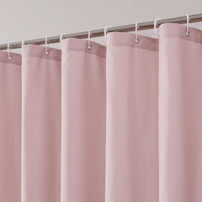 Zora 84 Inch Shower Curtain Set with 12 Plastic Hooks, Plain Fabric Shower Curtain for Bathroom - Extra Long Shower Curtain, Water Resistance, Machine Washable Soft Cloth, 72WX84L, Blush Pink