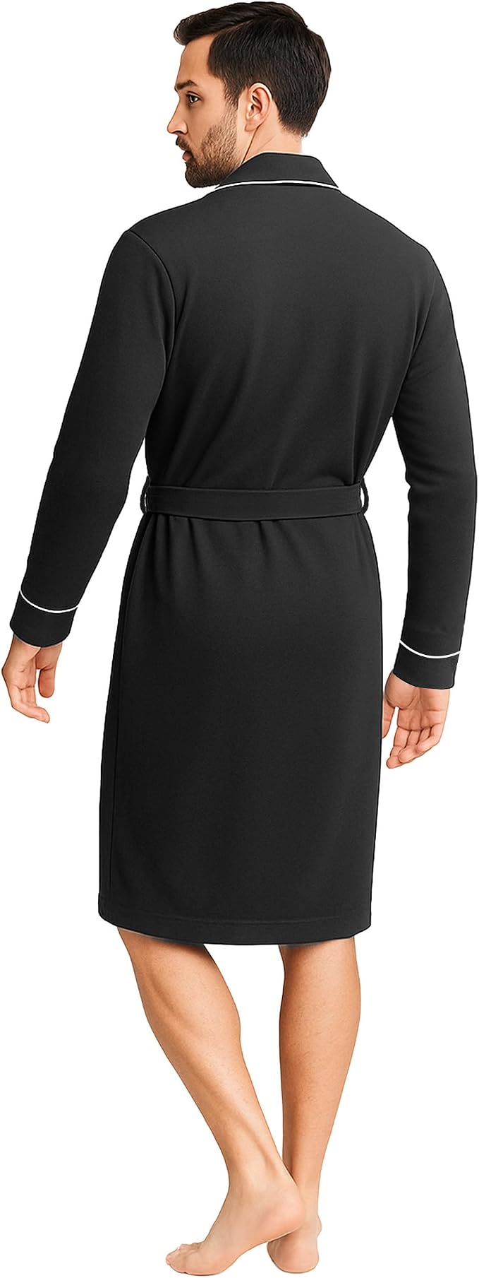 Cotton Blend Lightweight Knit Robe for Men Soft Loungewear Bathrobe