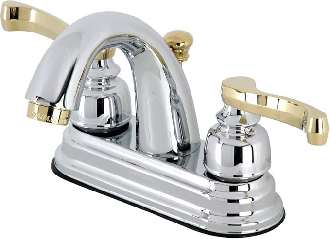 Kingston Brass KB5614FL 4 in. Centerset Bathroom Faucet, Polished Chrome/Polished Brass