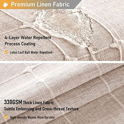 BTTN Long Boho Farmhouse Linen Heavy Duty Shower Curtain, 72x84, Tan/Taupe