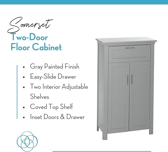 RiverRidge Somerset Two-Door Floor Cabinet, Gray