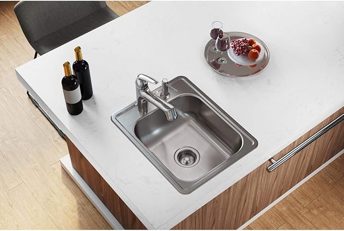 Elkay Dayton D117212 Single Bowl Top Mount Bar Sink, 17 x 21, Stainless Steel